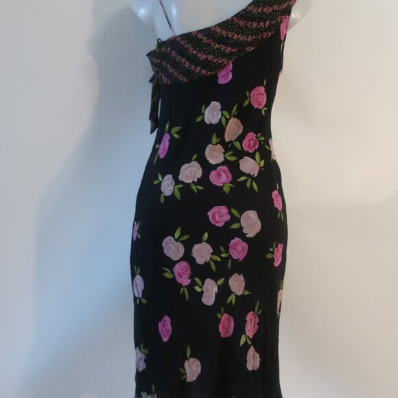 Womens Moschino Cheapandchic 100% Silk Black, Pink Floral Dress S - Picture 6 of 9